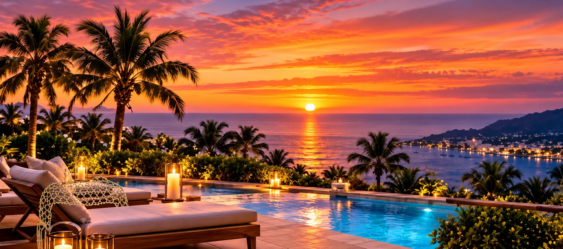 Zonsondergang bij de villa in Marbella